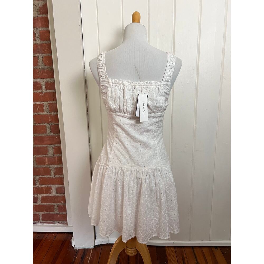 NEW All in Favor White Eyelet Mini Dress Cottagecore Milkmaid Dress Medium - Picture 5 of 10